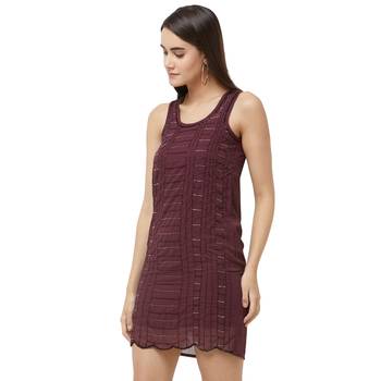 Maroon woven polyester maxi-dresses 3