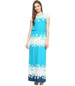 Blue woven polyester maxi-dresses