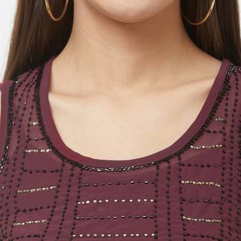 Maroon woven polyester maxi-dresses 5