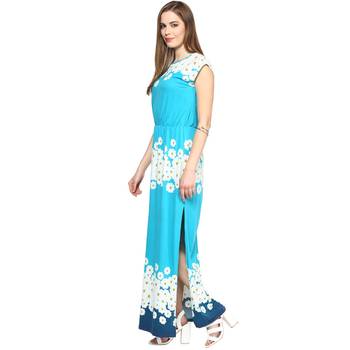 Blue woven polyester maxi-dresses 3