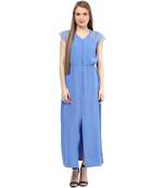 Blue woven polyester maxi-dresses