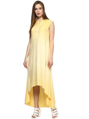 Yellow woven viscose maxi-dresses 1