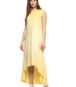 Yellow woven viscose maxi-dresses