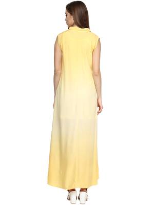 Yellow woven viscose maxi-dresses 2