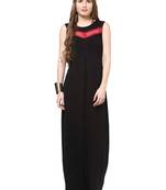 Black woven viscose maxi-dresses