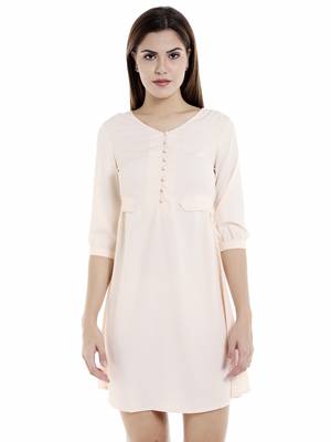 Beige woven polyester maxi-dresses 1