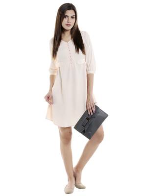 Beige woven polyester maxi-dresses 4