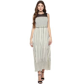 Cream woven polyester maxi-dresses 1