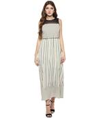 Cream woven polyester maxi-dresses