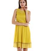 Yellow woven polyester maxi-dresses