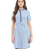 Navy woven cotton maxi-dresses