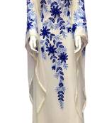 white georgette moroccan islamic dubai kaftan farasha aari and stone work dress