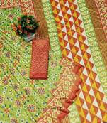 Green  Printed tredtional daily wear sana silk Saree with Blouse