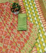 Orange Printed tredtional daily wear sana silk Saree with Blouse