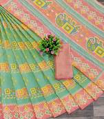 Sky Blue Printed tredtional daily wear sana silk Saree with Blouse