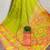 Light parrot green printed silk saree with blouse