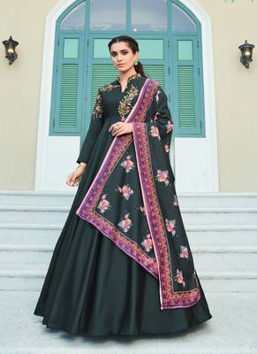 Black embroidered silk salwar 1