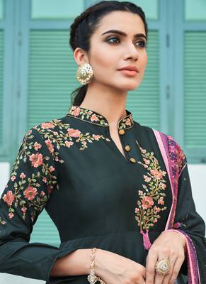 Black embroidered silk salwar 2