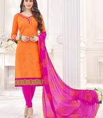 Orange printed cotton salwar