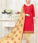 Red printed cotton salwar