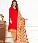Red printed cotton salwar
