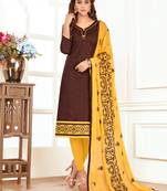 Brown printed cotton salwar