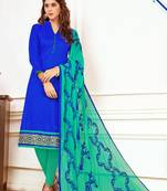 Blue printed cotton salwar
