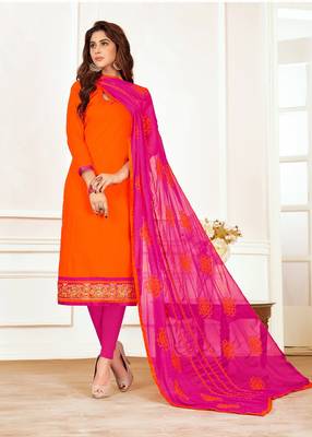 Orange printed cotton salwar 1