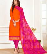 Orange printed cotton salwar