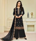 Black printed silk salwar