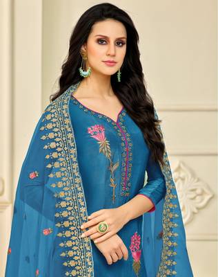 Blue printed silk salwar 2
