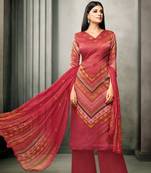Red printed satin salwar
