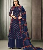 Blue printed satin salwar