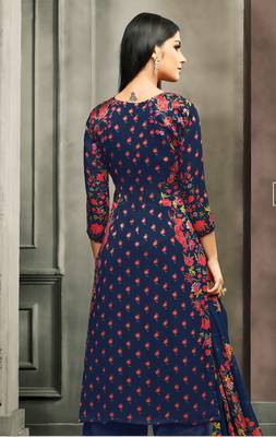 Blue printed satin salwar 2
