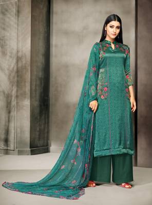 Green printed satin salwar 1