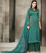 Green printed satin salwar