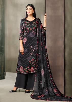 Black printed satin salwar 1