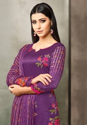 Purple printed satin salwar 2