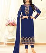 Blue printed georgette salwar