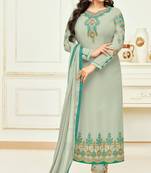 Grey printed georgette salwar