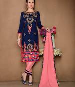 Blue printed cotton salwar
