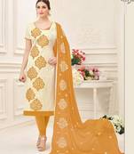Cream printed cotton salwar