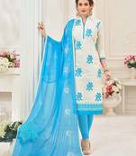 White printed cotton salwar