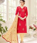 Red printed cotton salwar