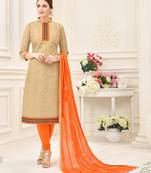 Beige printed cotton salwar