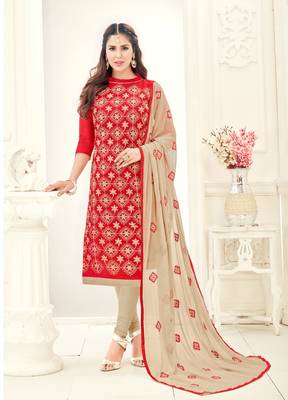 Red printed chanderi salwar 1