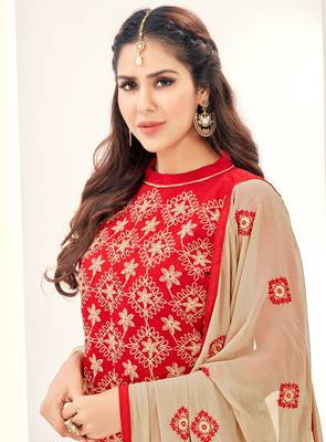 Red printed chanderi salwar 2