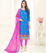 Sky-blue printed chanderi salwar