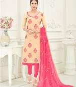Beige printed chanderi salwar