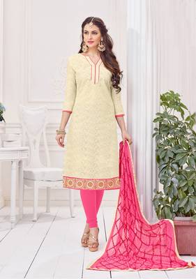 Cream printed cotton salwar 1